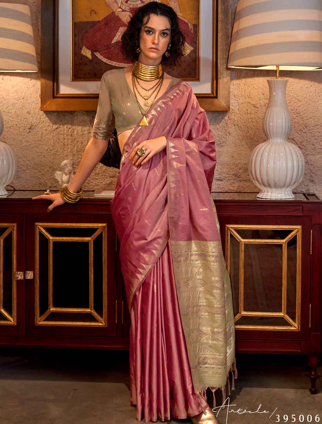 luxury Designer Tussar Silk Hadloom Weaving Ethnic Saree
