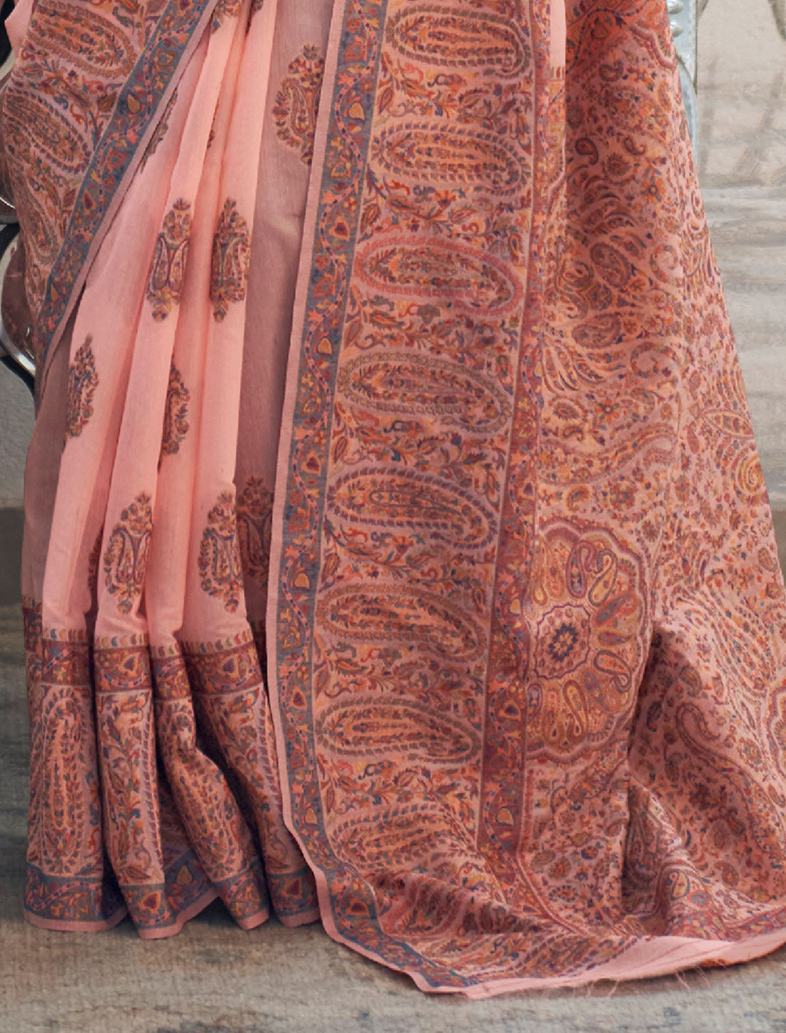Enchanting Modal Kashmiri Silk Handloom Weaving Saree For Women
