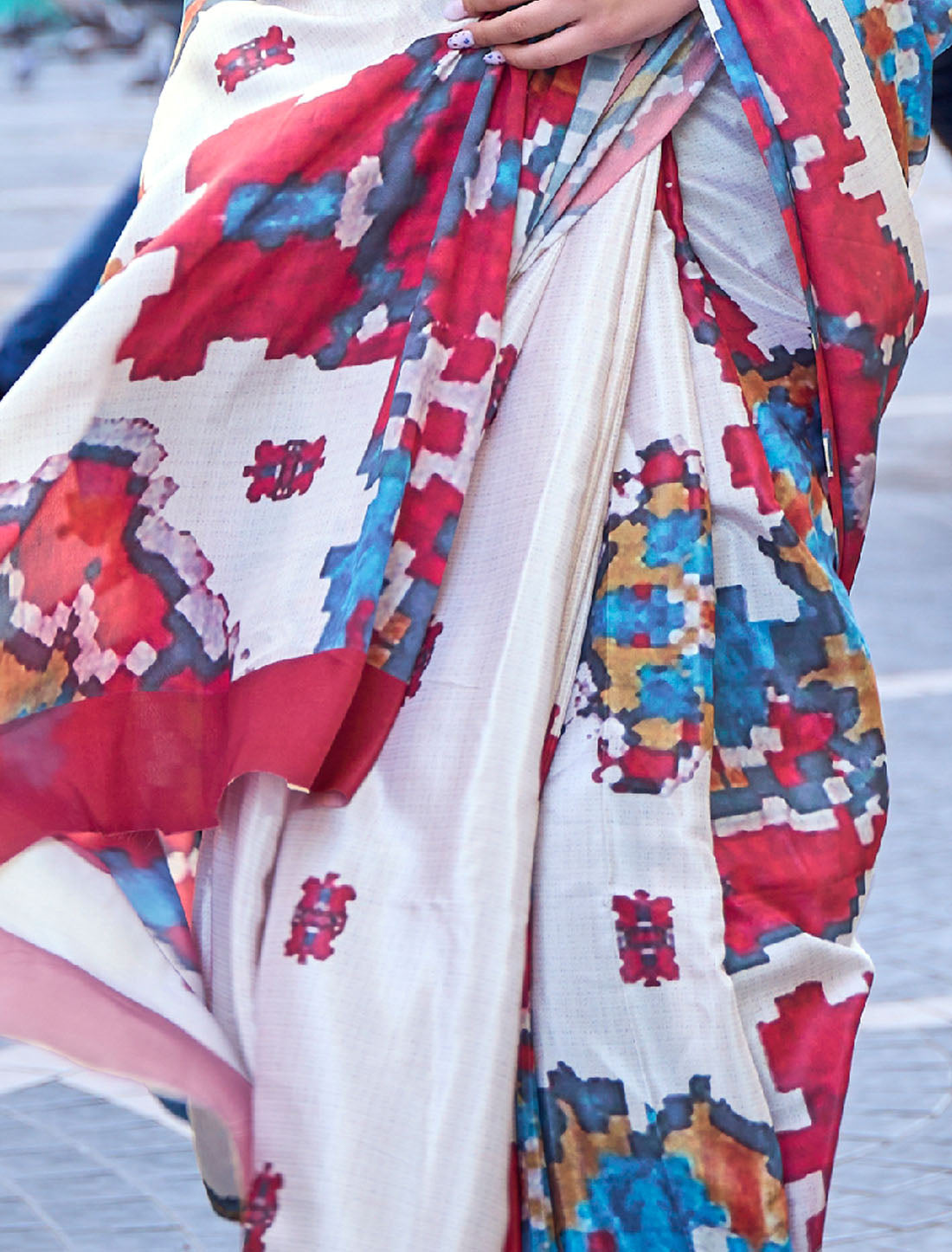 Pure Silk Crepe Heritage Heirloom Digital Printed Traditional Wear Multicolor Saree For Women