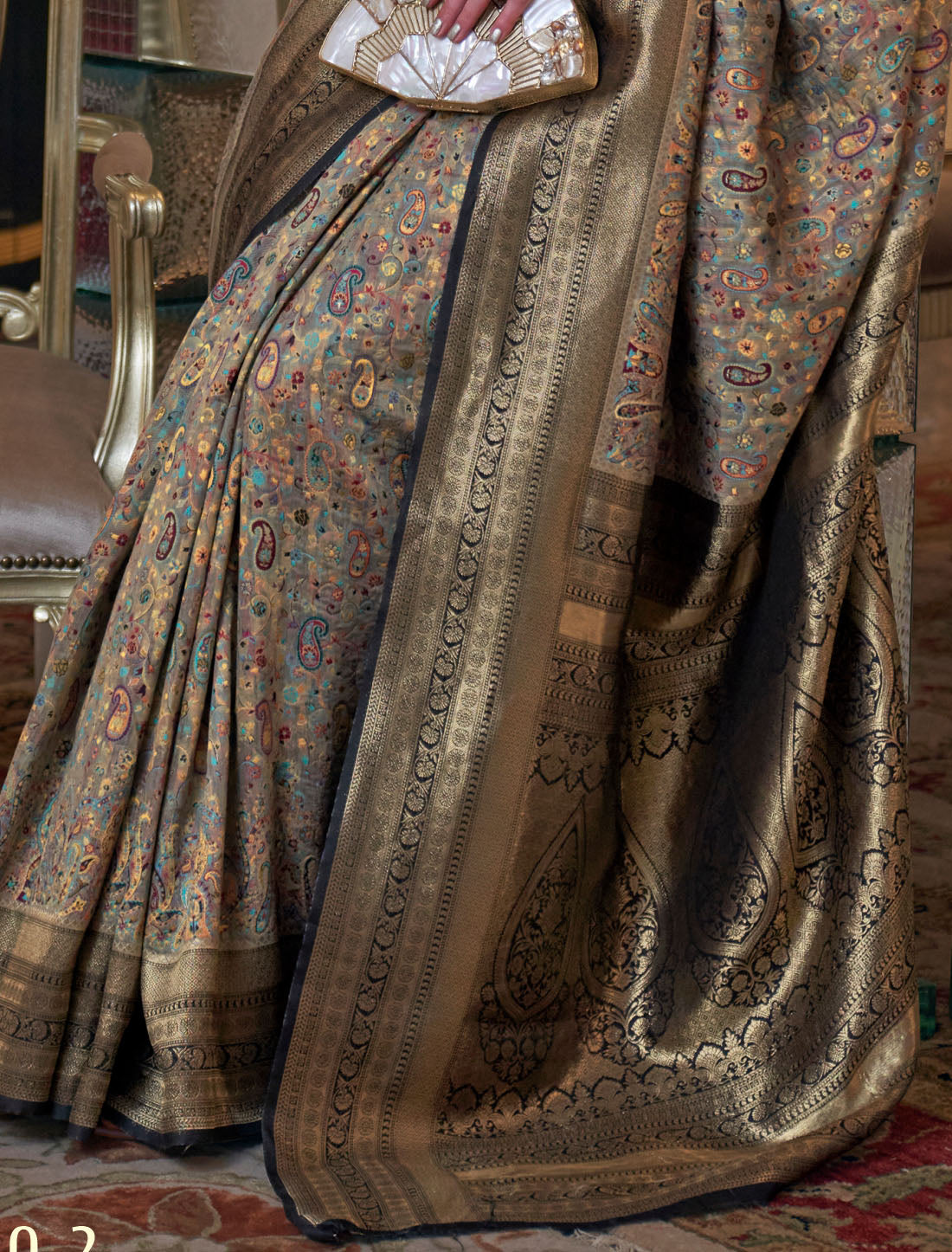 Graceful Modal Kashmiri Chaap Handloom Weaving Saree