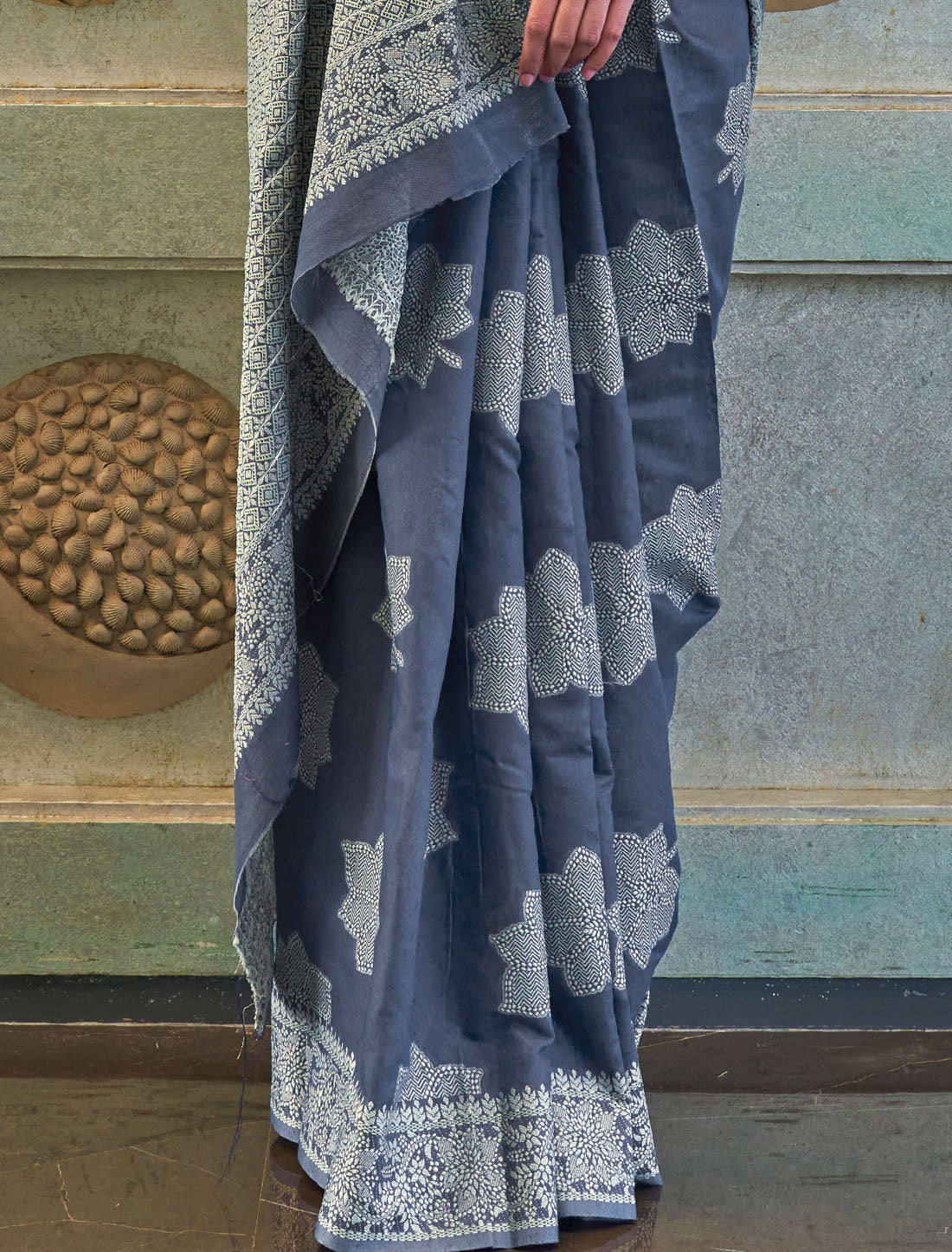 Enchanted Evening Chickankari Lucknowi Value Added Weaving Sequins Extravaganza Saree