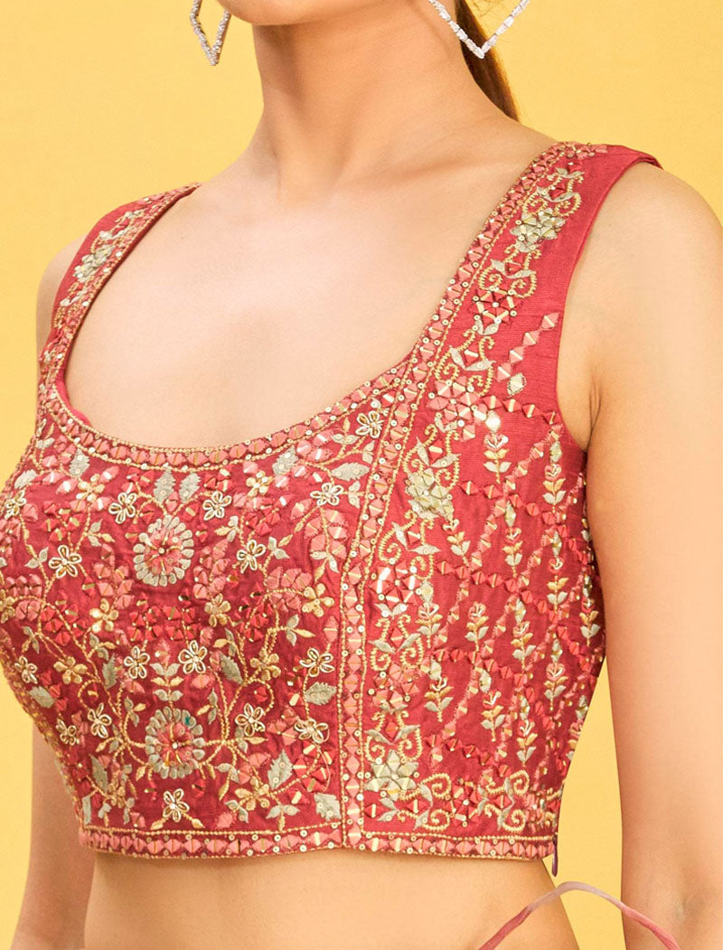 Brown Organza And Soft Net Lehenga With Dupatta And Silk Blouse UnStitched Lehenga Choli Sets