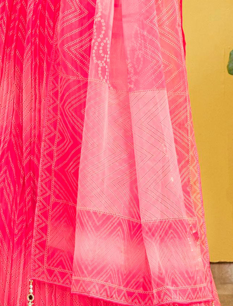 Pink Organza And Soft Net Lehenga With Dupatta And Silk Blouse UnStitched Lehenga Choli Sets