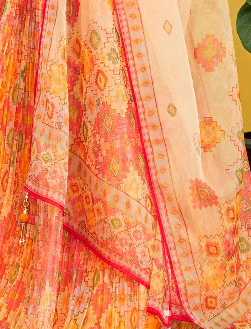 Yellow Organza And Soft Net Lehenga With Dupatta And Silk Blouse UnStitched Lehenga Choli Sets