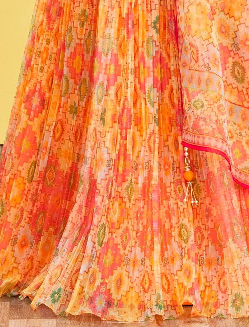 Yellow Organza And Soft Net Lehenga With Dupatta And Silk Blouse UnStitched Lehenga Choli Sets