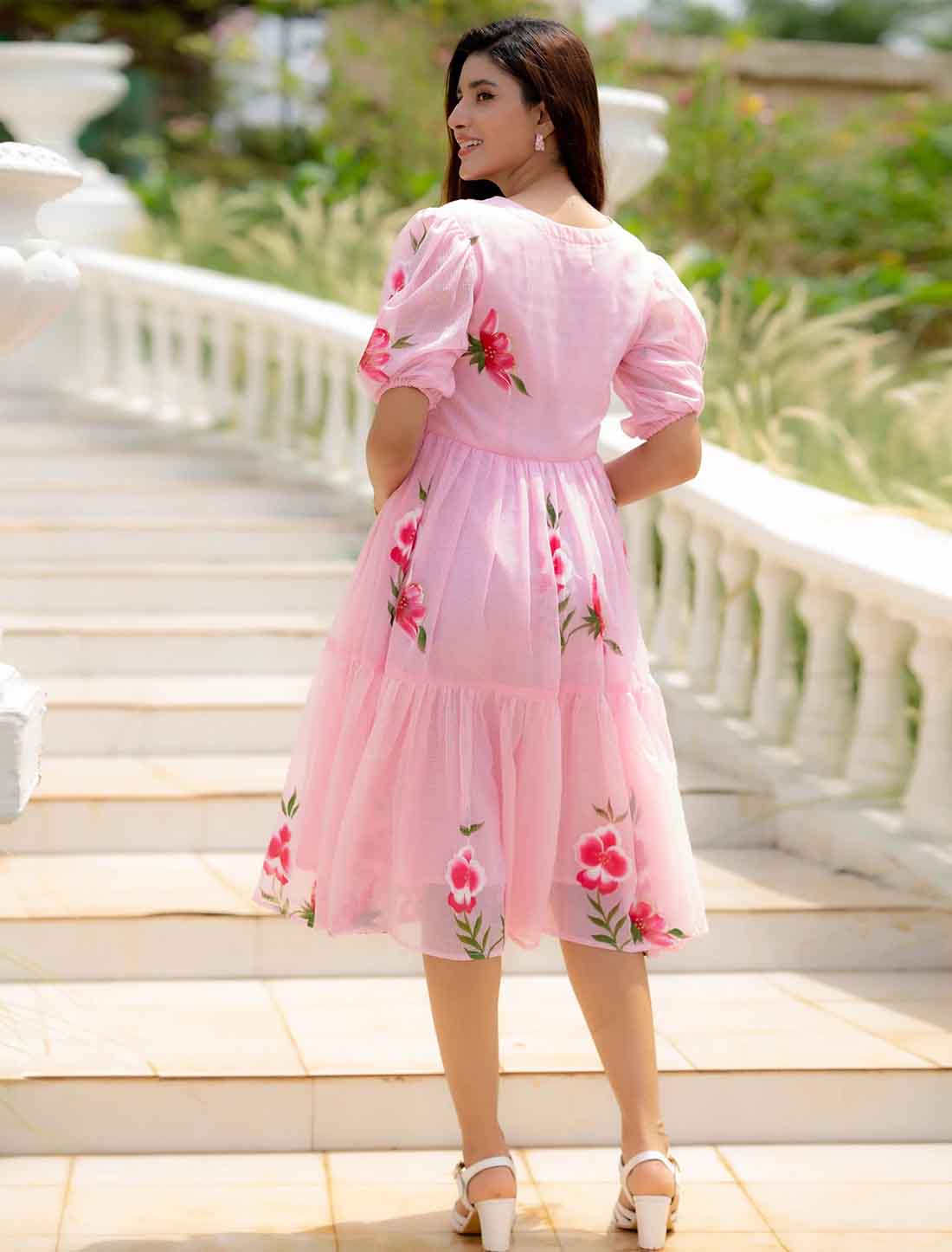 Pink Kota Checks With Digital Printed Western Short Drees