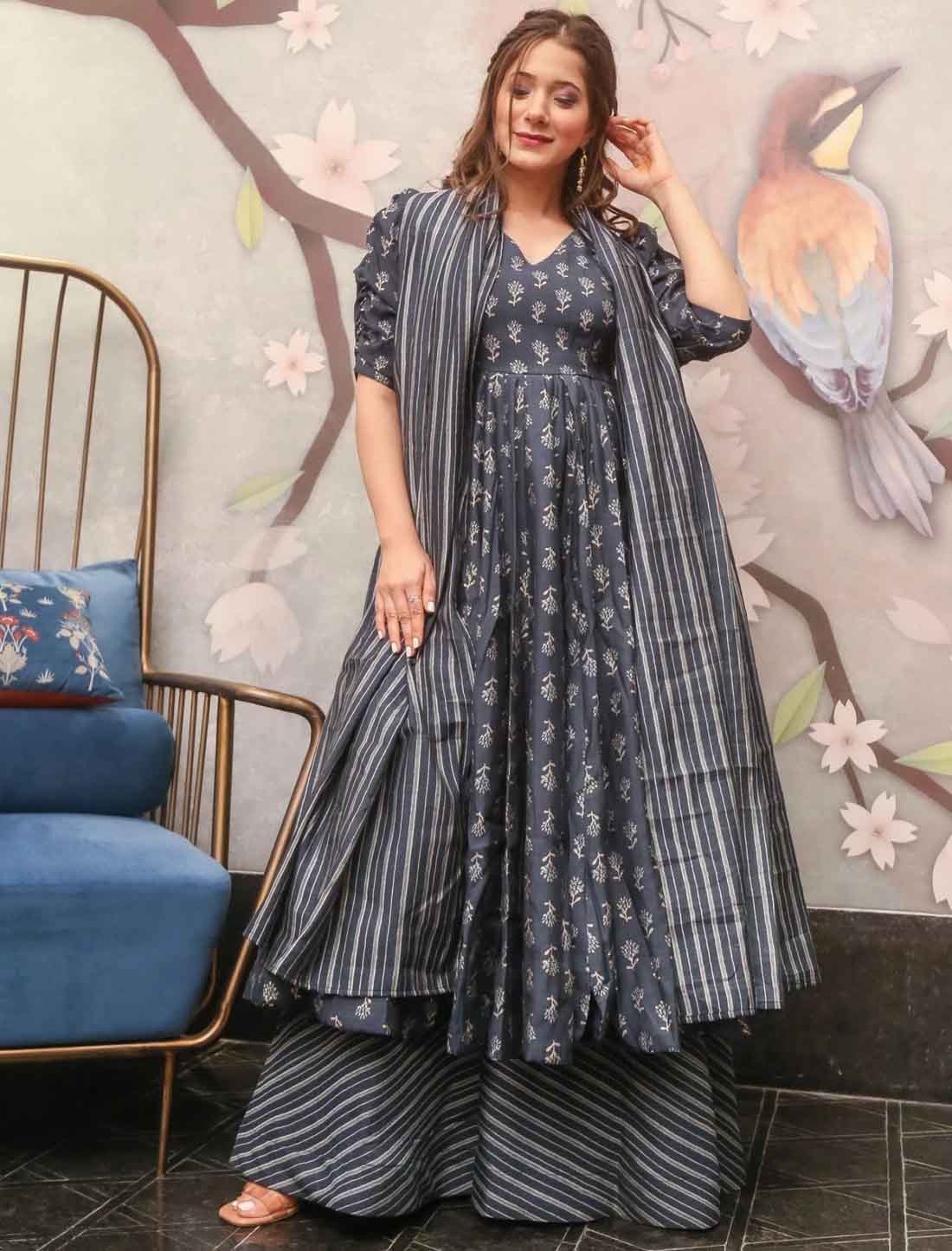 Designer Pure Maslin Heavy Digital Printed Full Inner Party Kurta Sets