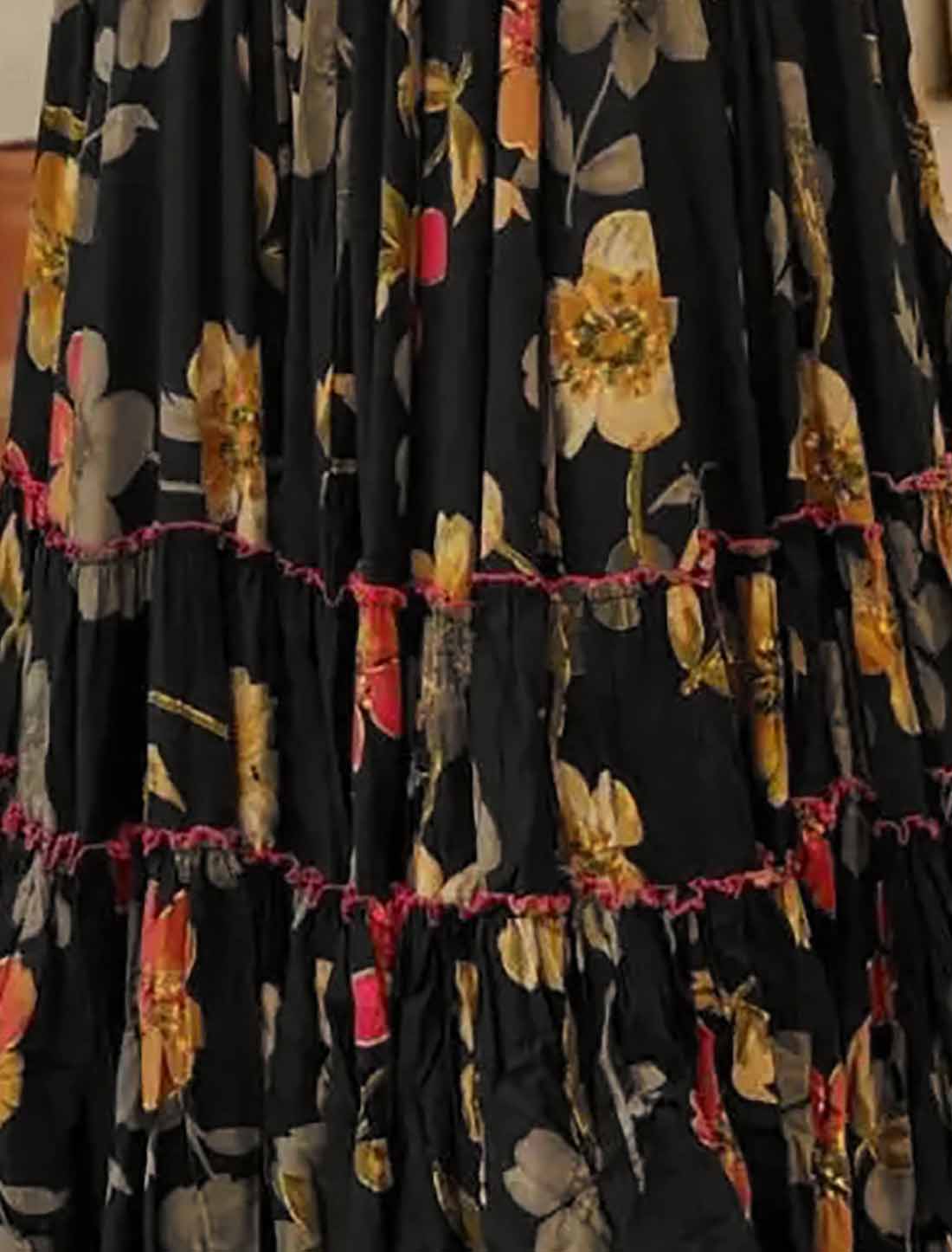 Black Ethnic Hevay Rayon Digital Work Full Stitched Long Gown