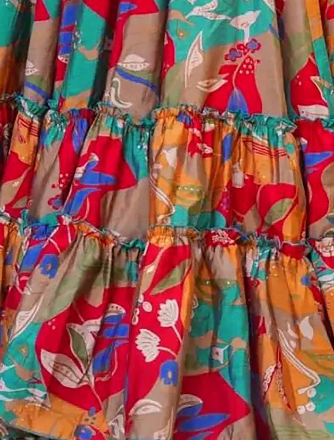 Multi-Color Ethnic Hevay Rayon Digital Work Full Stitched Long Gown