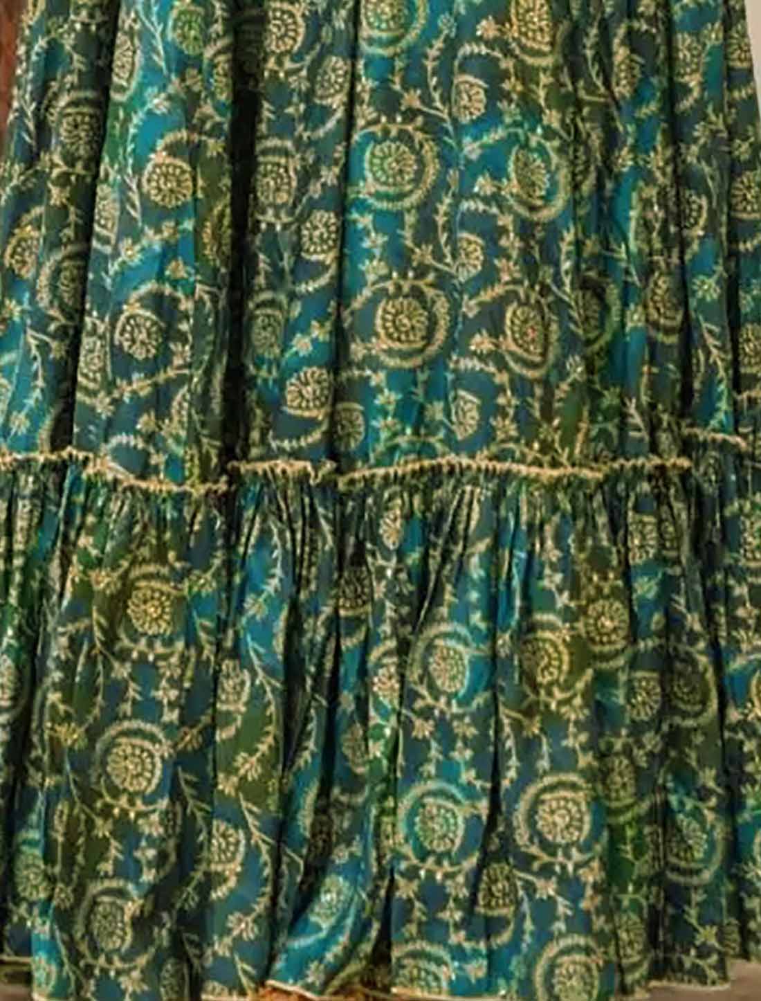 Green Ethnic Hevay Rayon Digital Work Full Stitched Long Gown