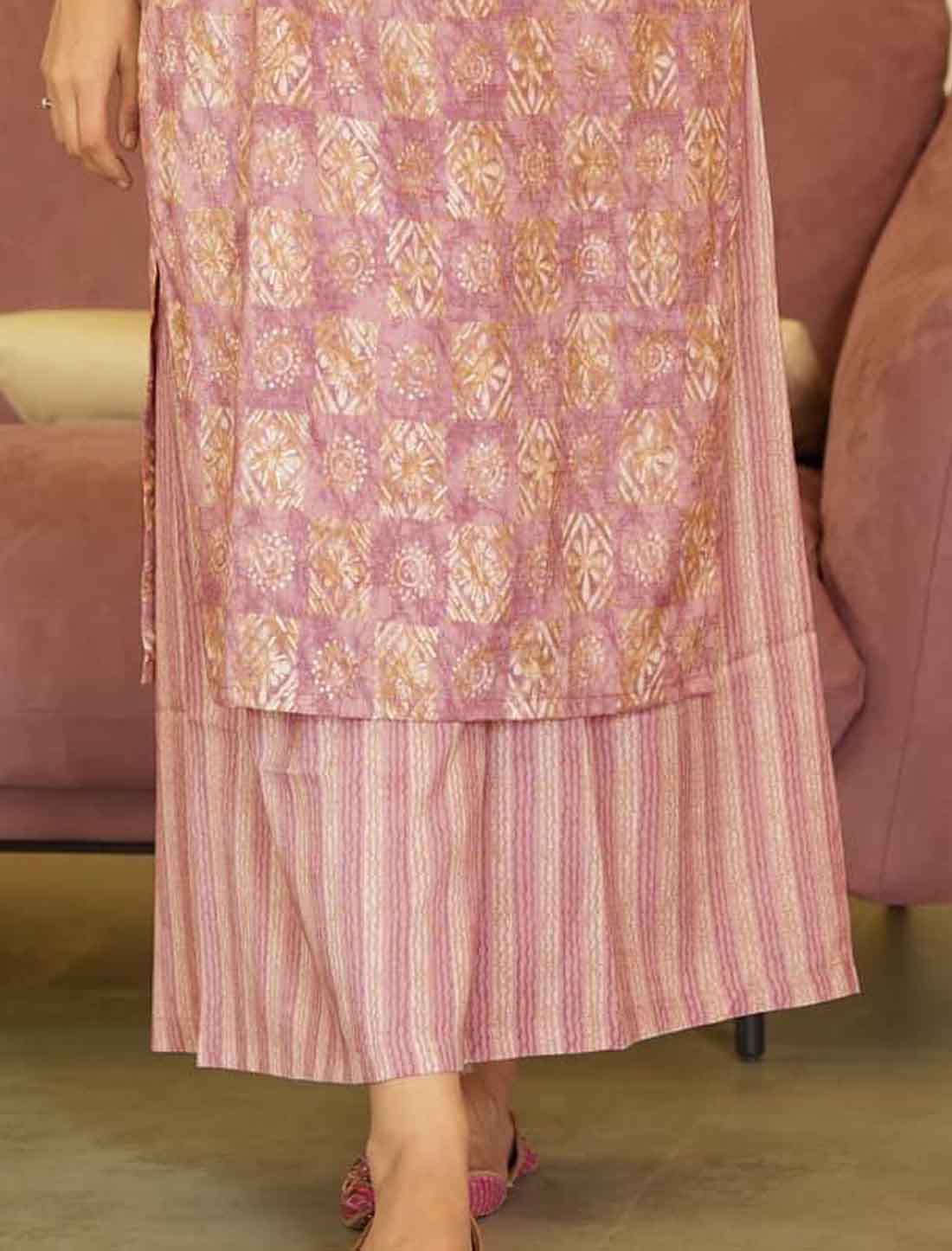 Elegant Pure Maslin With Crepe Inner Digital Printed Ethnic Kurta Sets