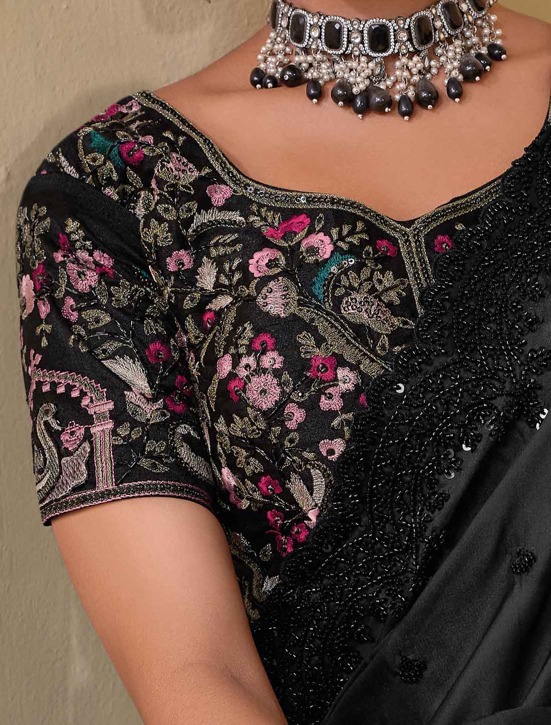 Ethinc Balck Pure Banarasi Tuscany Designer Saree