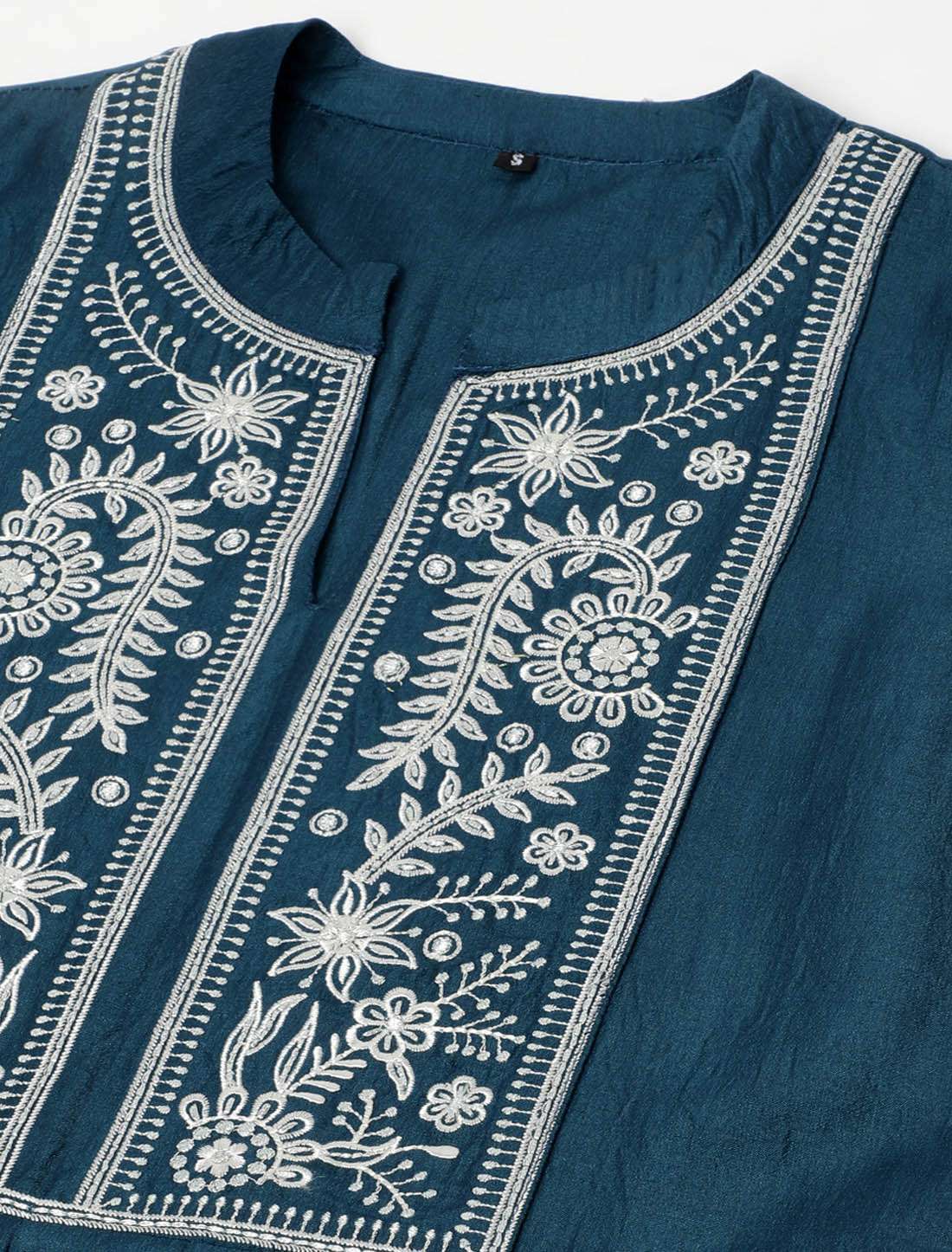 Presenting Navy Blue Chinon Embroidered Western Women Co-ord Sets