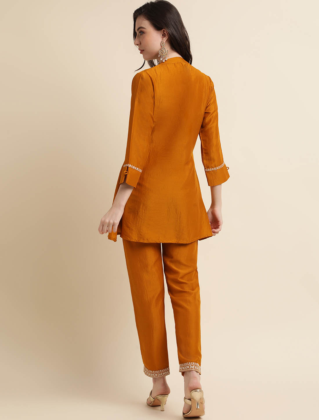 Style With Mustard Yellow Embroidered Chinon Western Women Co-ord Sets