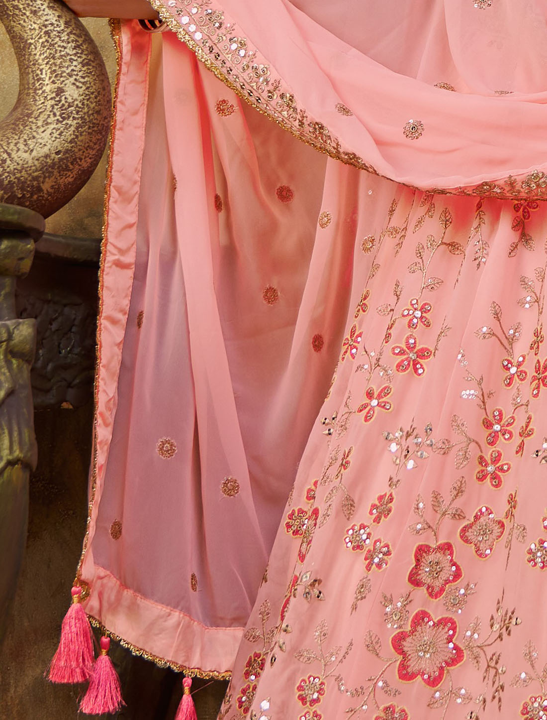 Elevate Pink Premium Net Ethnic Party Wear Lehenga Choli