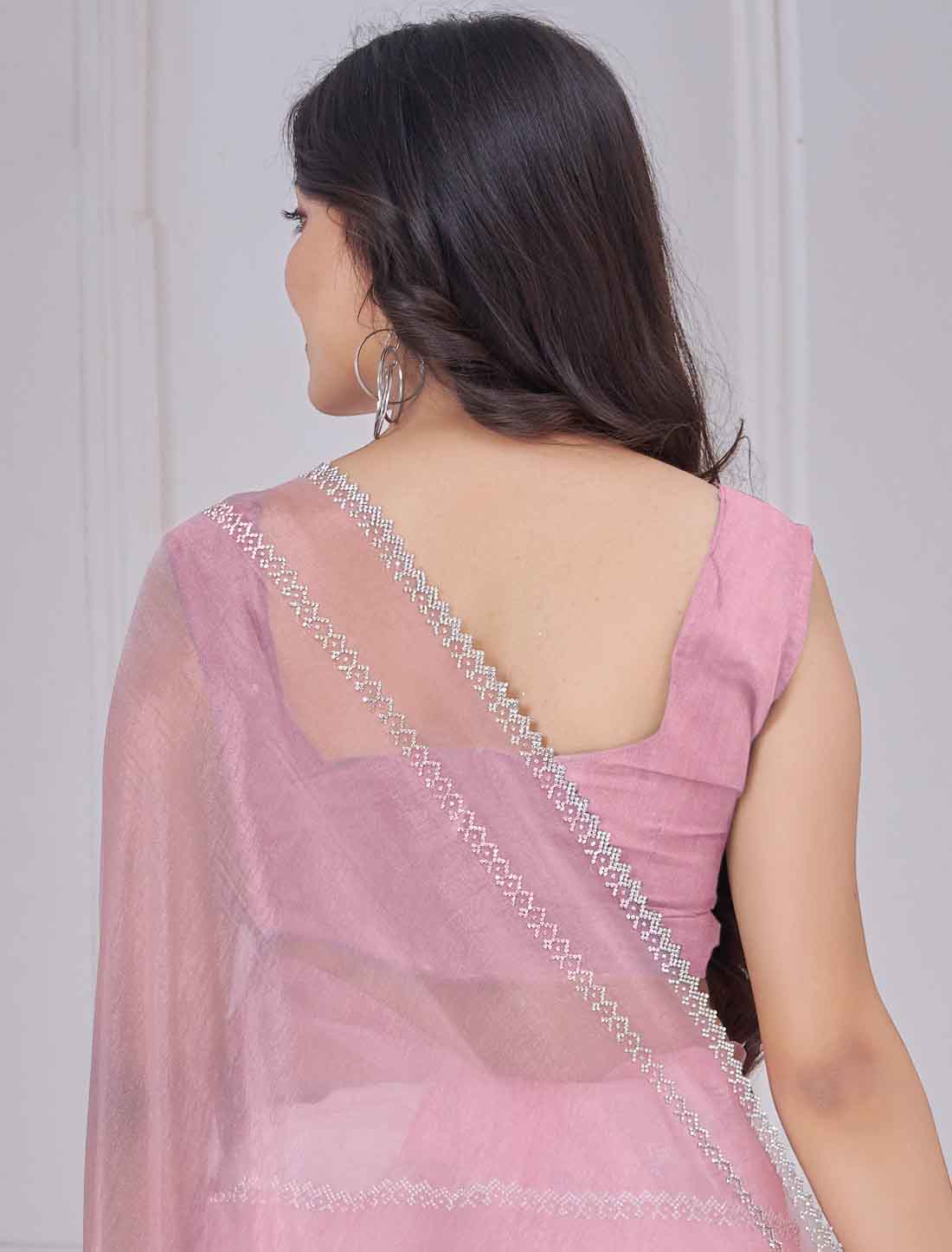 Light Peach Supreme Organza Party Wear Ethnic Saree