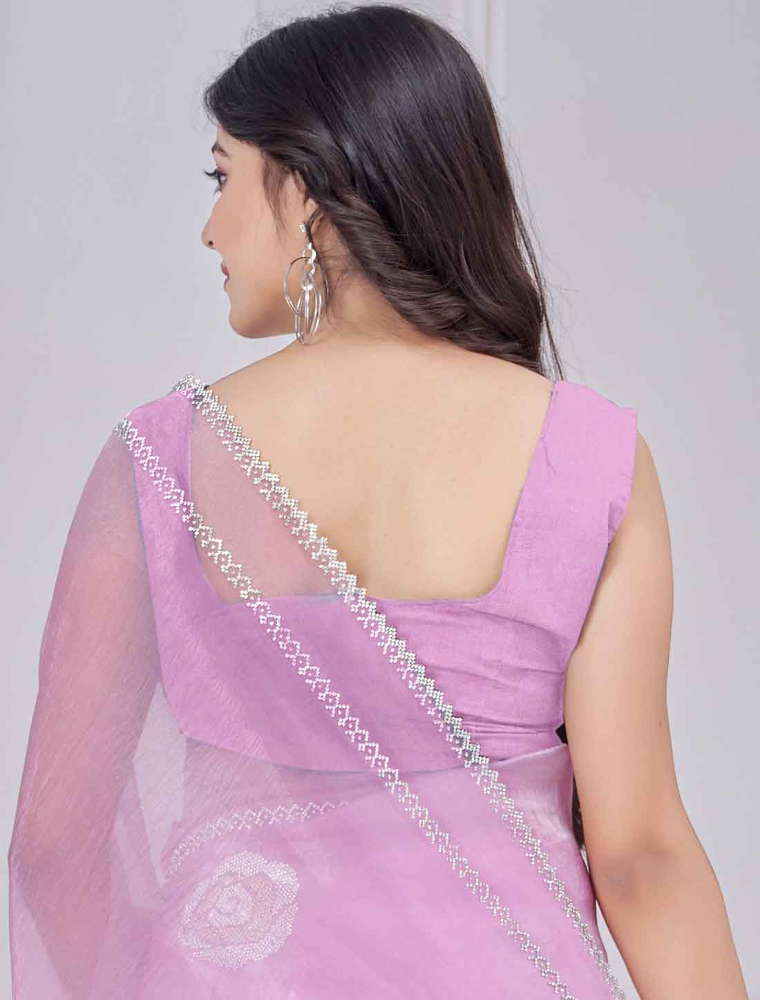 Light Pink Ethnic Party Wear Organza Traditional Saree