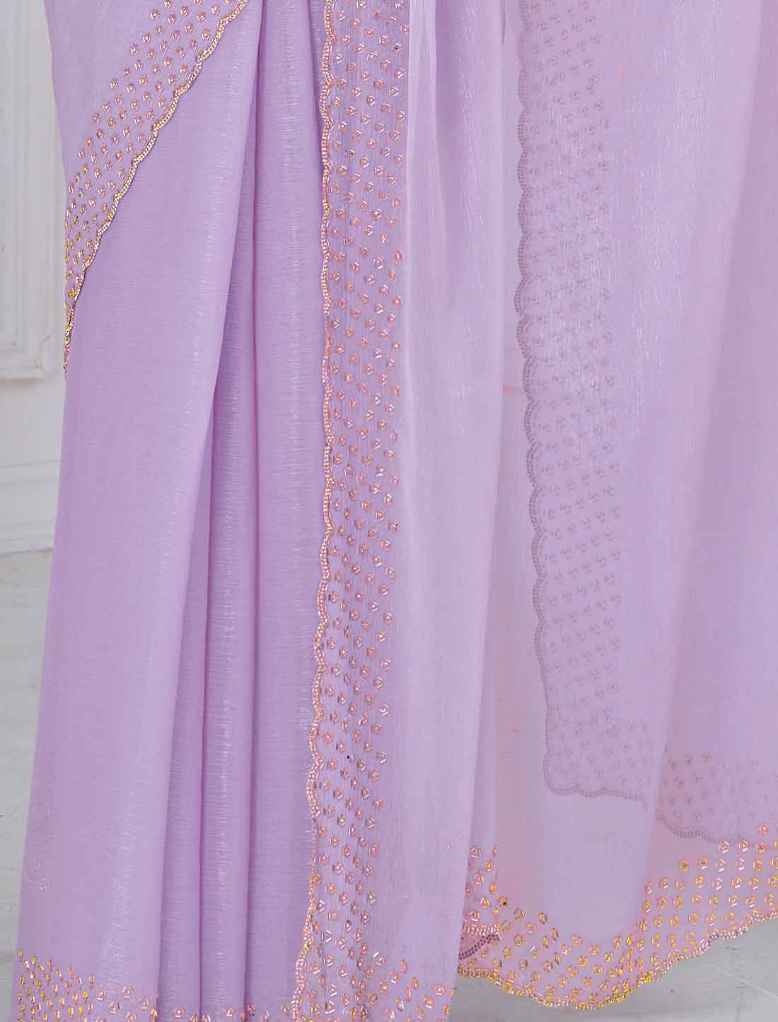 Lavender Soft Art Silk Ethnic Hand Work With Jerquen Party Wear Saree