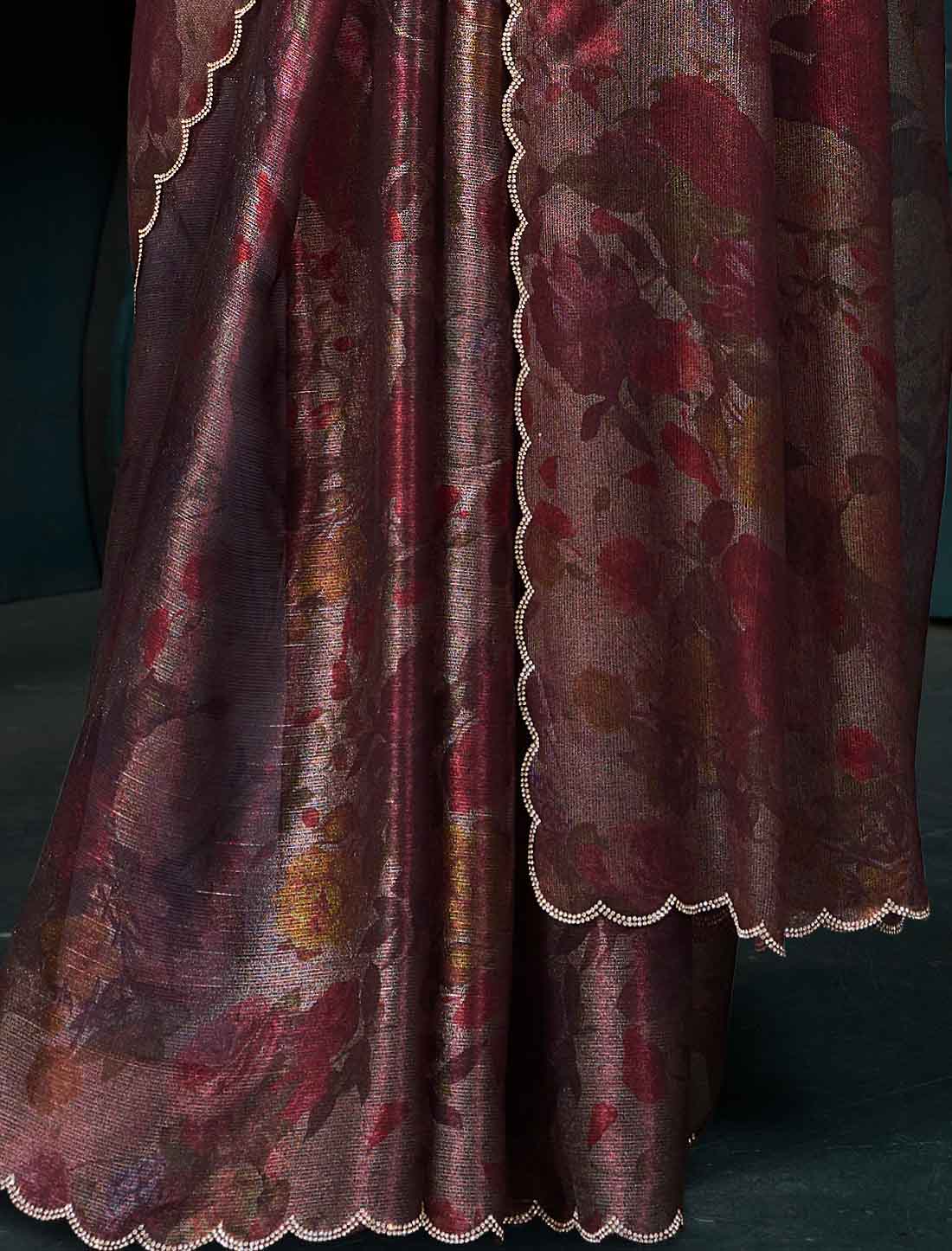 Brown Ethnic Two Tone Silk Party Wear Saree