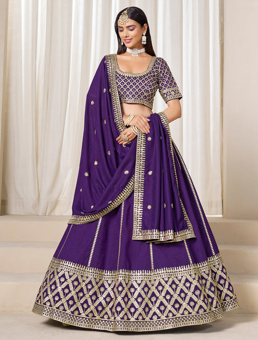 Purple Ethnic Wedding Art Silk Lehenga Choli