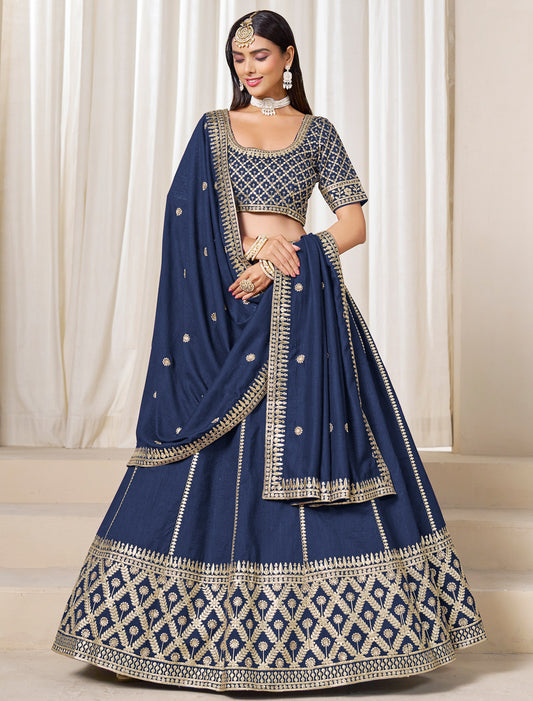 Blue Wedding Ethnic Art Silk Lehenga Choli