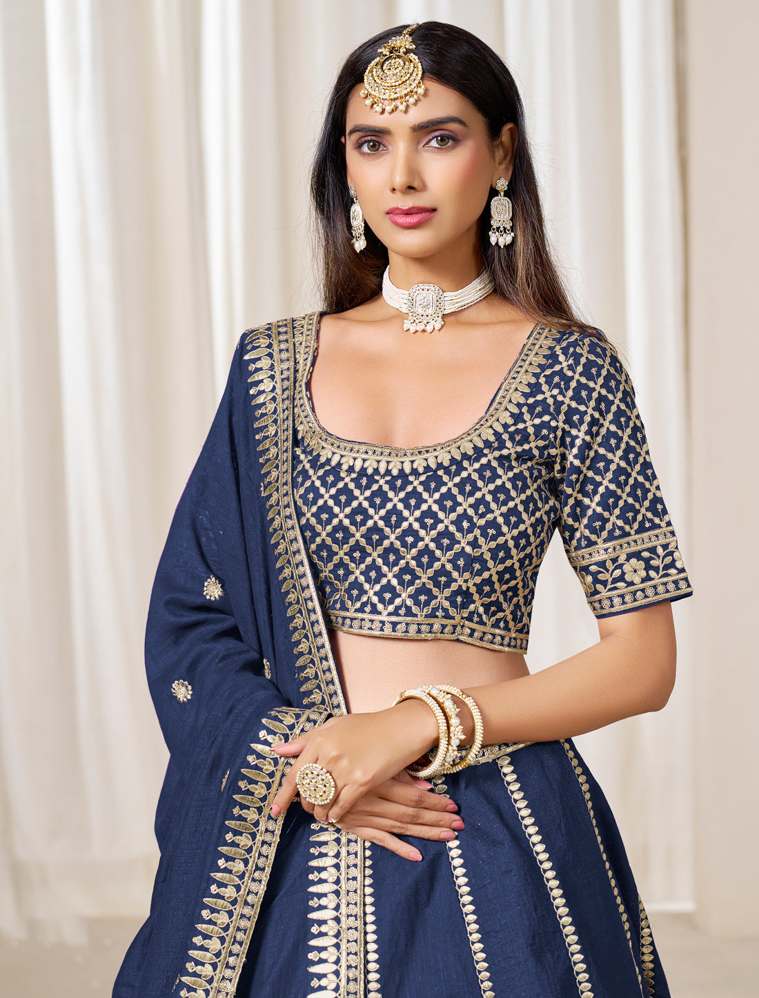 Blue Wedding Ethnic Art Silk Lehenga Choli