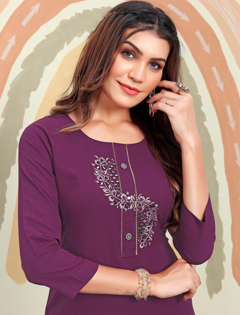 Ethnic Elegance Maaza Cotton Kurti with Handwork and Pocket For Women