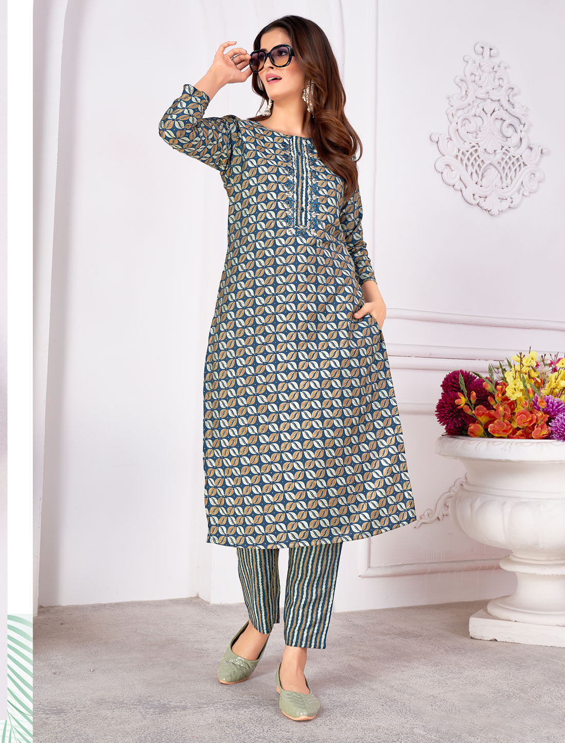 Timeless Elegance: Royal Silk Top with Premium Pocket Pant - Traditional Wear for Women