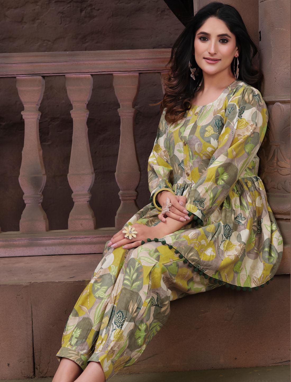 Floral Women Bloom Premium Chanderi Export Quality Print Co-ord Set