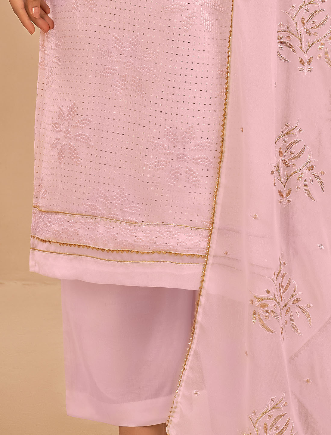 Georgette Fabric Designe Crafted With Thread And Sequins Kurti Sets