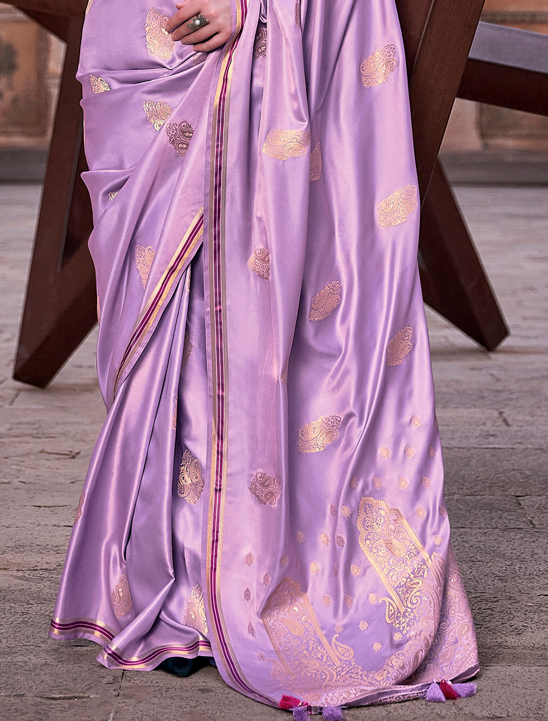 Royal Radiance Pure Satin With Zari Weaving & Contrast Women Saree