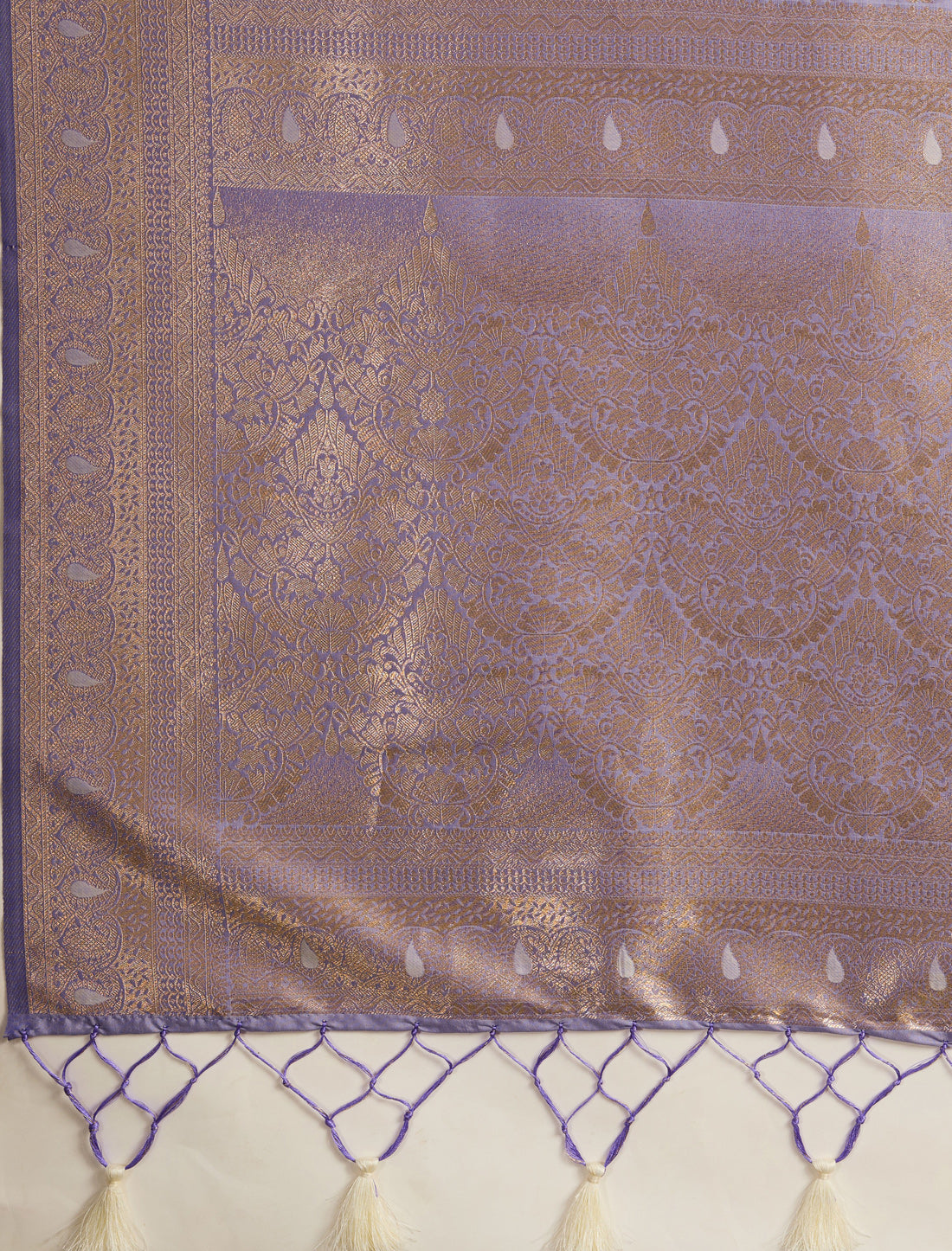 Lavender Party Wear Banarasi Silk Saree Zari Work Meenakari