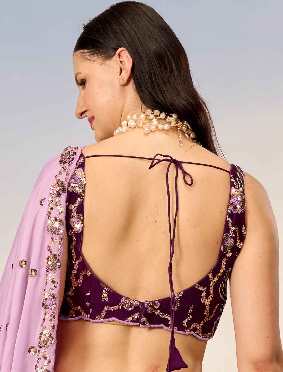 Dark Maroon With Pure Georgette Ethnic Lehenga Choli