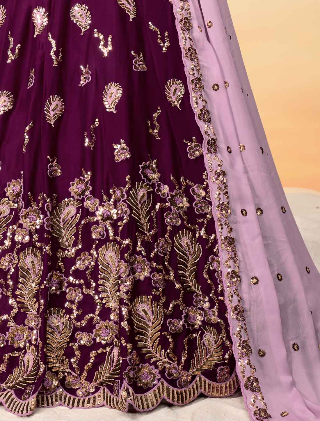 Dark Maroon With Pure Georgette Ethnic Lehenga Choli