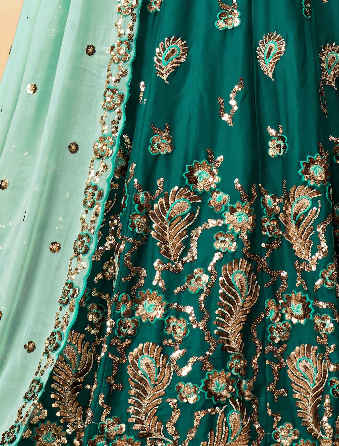 Peacock Green With Pure Georgette Ethnic Lehenga Choli