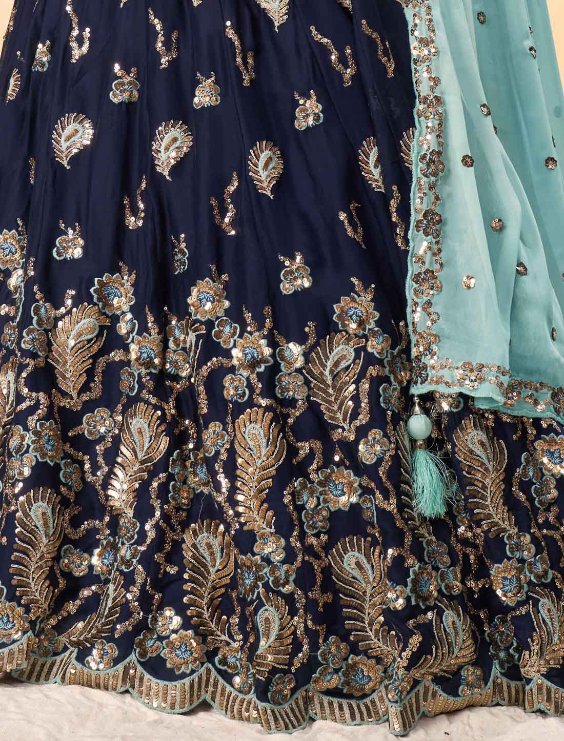 Ethnic Neavy Blue Dull Shantoon With Pure Georgette Lehenga Choli