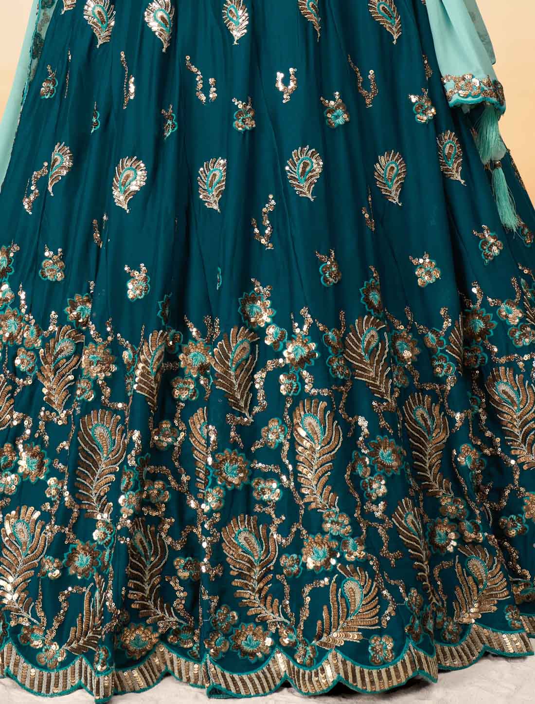 Ethnic Peacock Blue With Pure Georgette Lehenga Choli