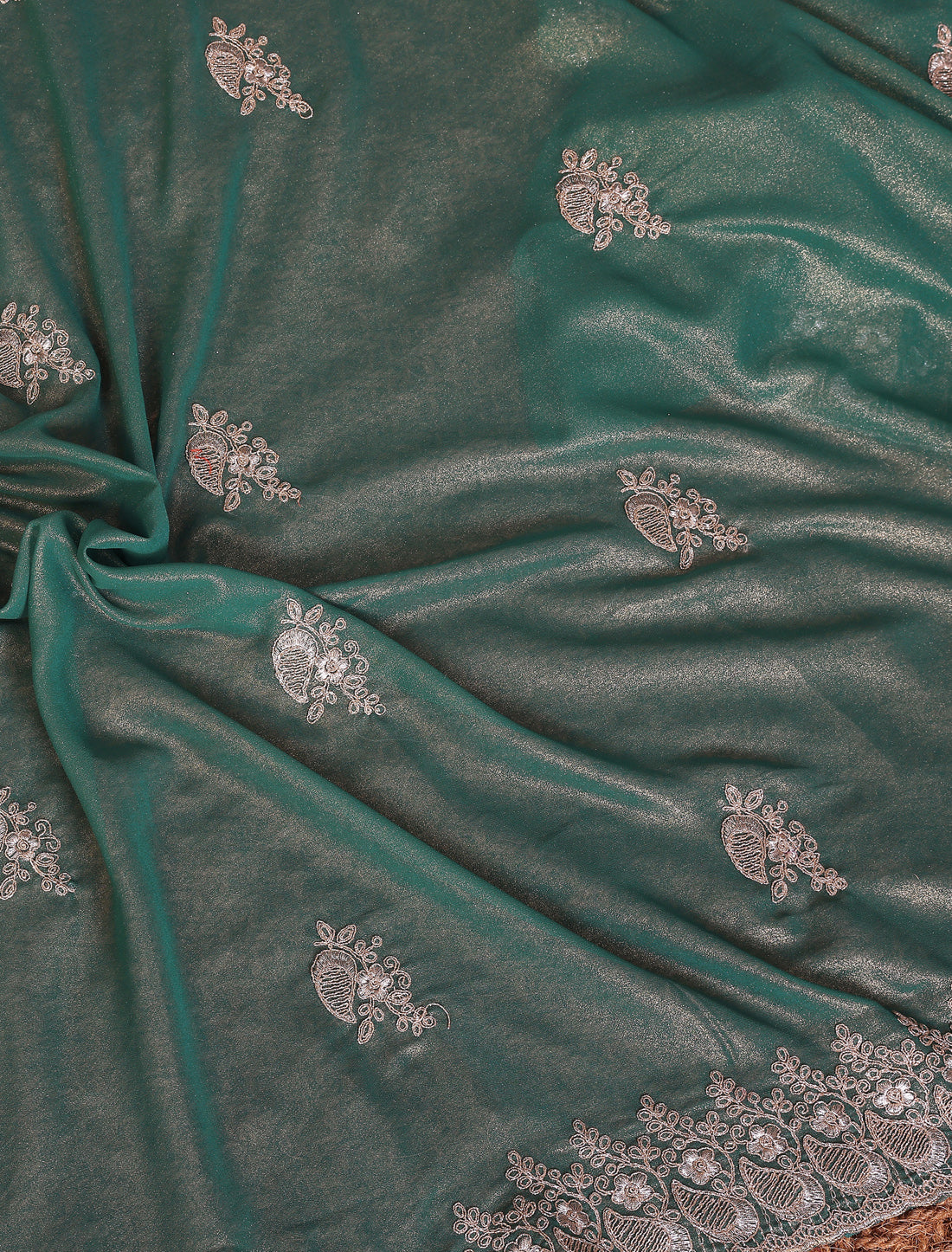 Dusty Ruma Pure Cotting Jorgut With Embrodery Codding Work Ethnic Saree
