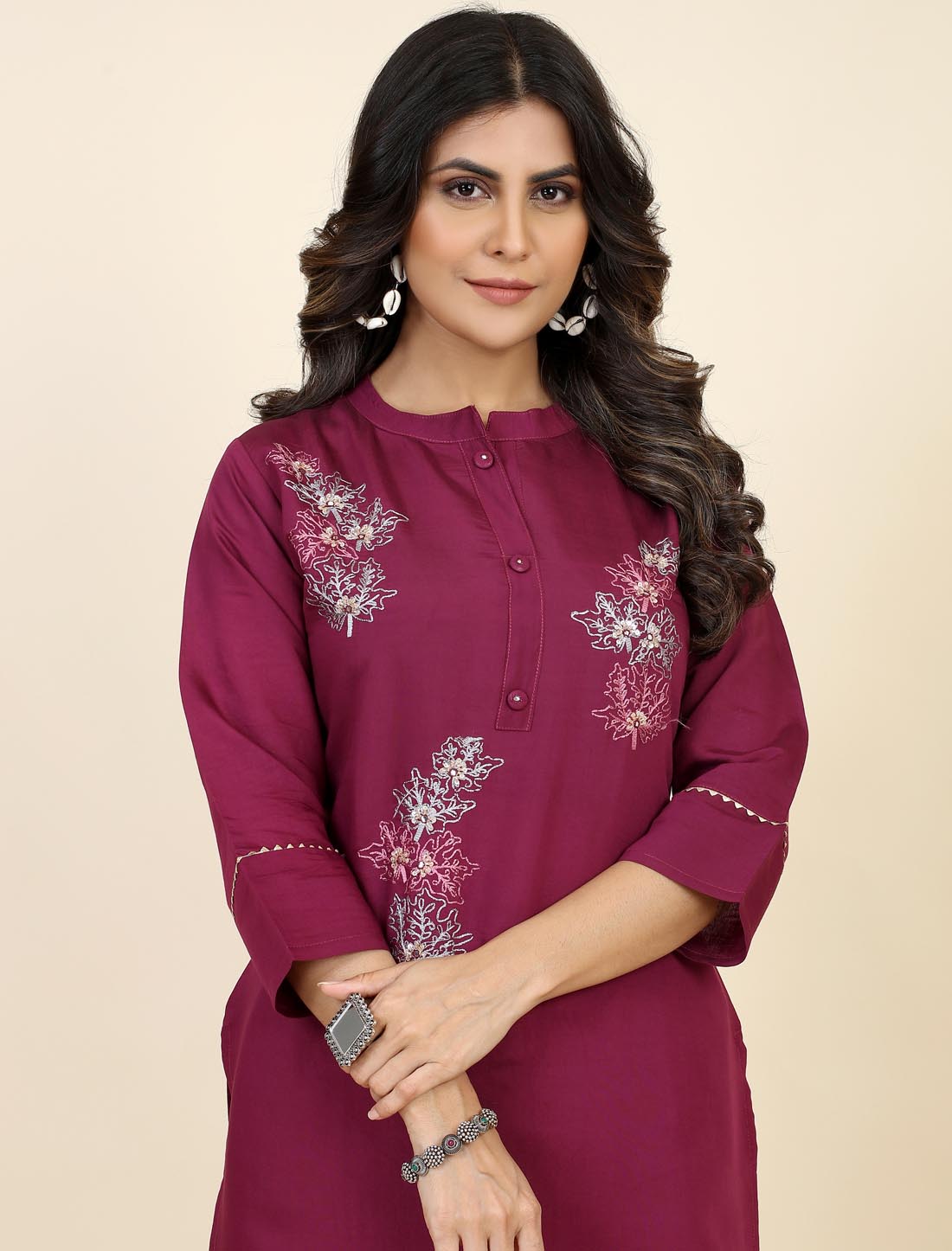 Stylish Embroidered Pattern Duo Modal Silk & Cotton Felx Kurta Sets For Women