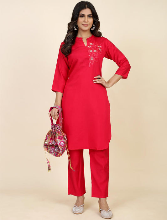 Luxurious Women Modal Silk & Cotton Embroidered Parttern Kurta Sets