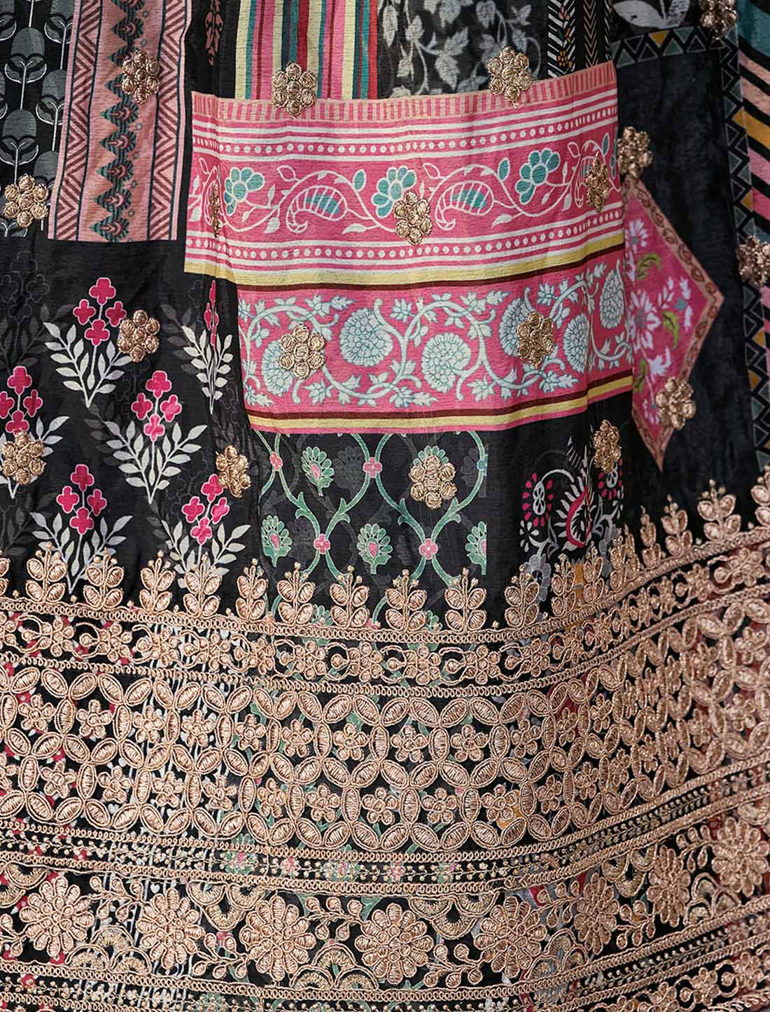 Black Chinon Silk With Designer Zari Dori Embroidery Ethnic Lehenga Choli