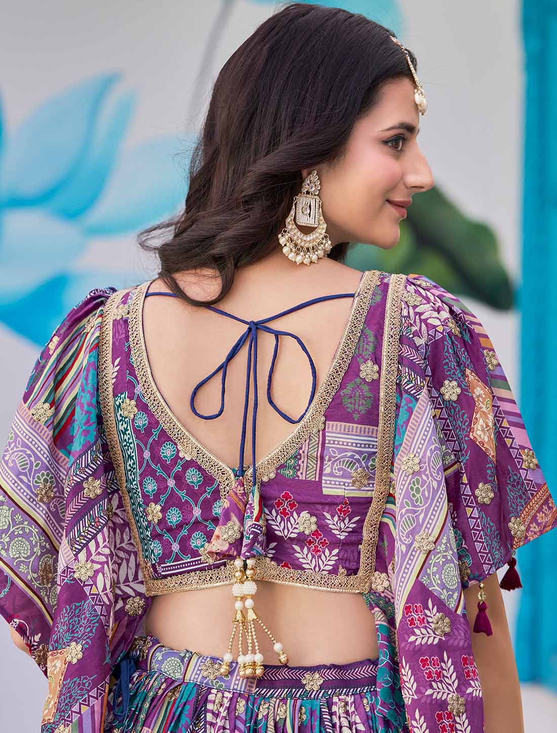 Purple Designer Chinon Silk With Zari Dori Embroidery Ethnic Lehenga Choli