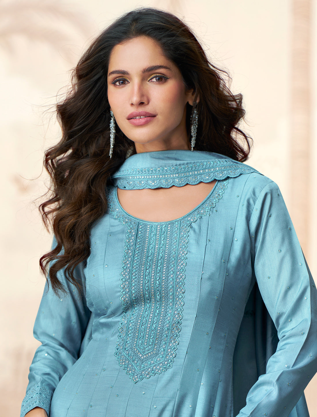 Blue Premium Silk Free Size Designer Party Wear Gown For Women