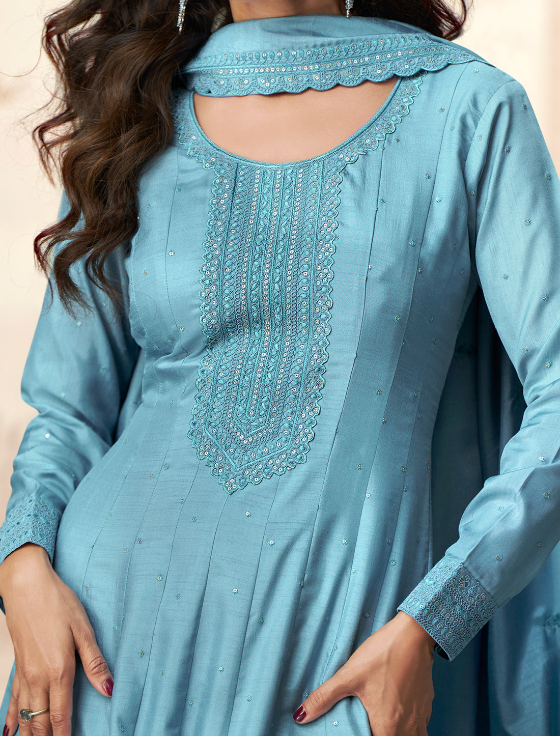 Blue Premium Silk Free Size Designer Party Wear Gown For Women