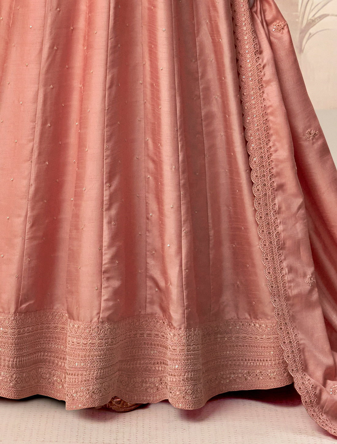 Peach Premium Silk Free Size Designer Party Wear Gown For Women