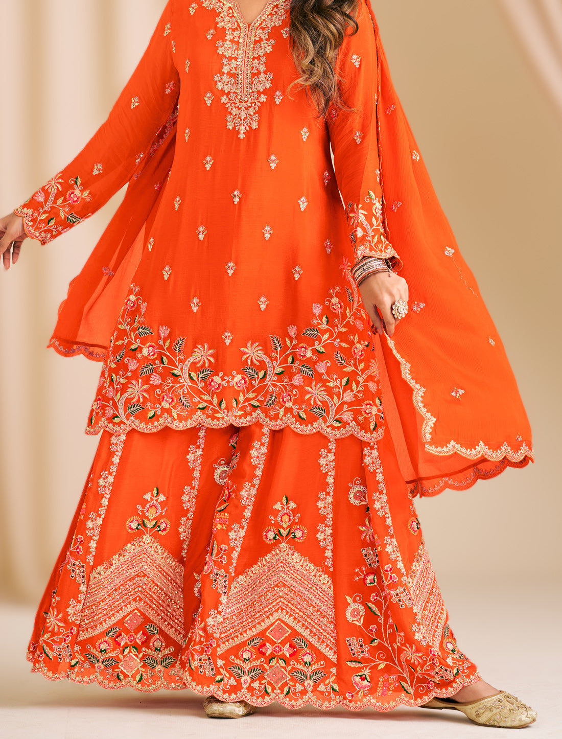 Designer Chinon Palazzo Suit Set for Women – Premium Ethnic Wear
