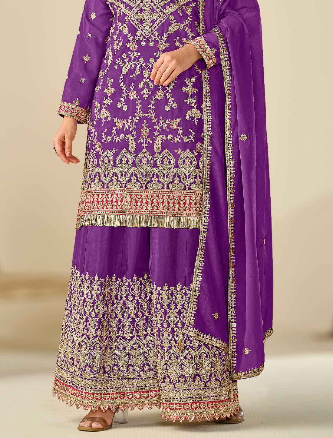 Freesize Chinon Outfit – Heavy Embroidery (Up to XXL)