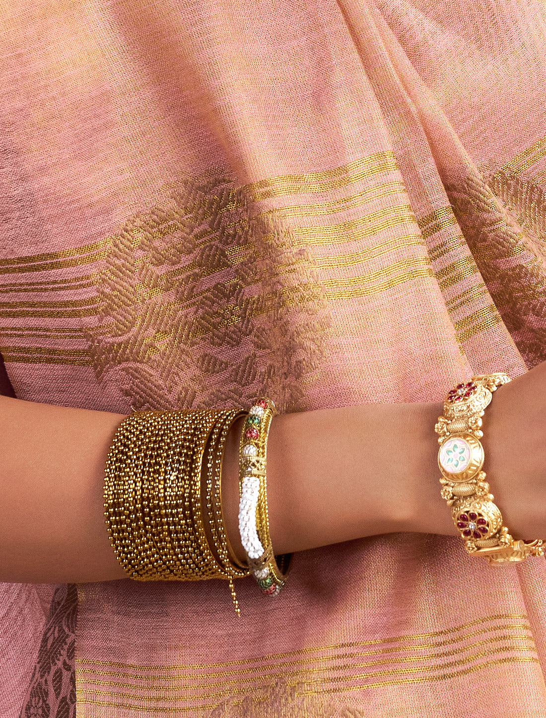 Peach Party Wear Tissue Silk Woven Saree For Women