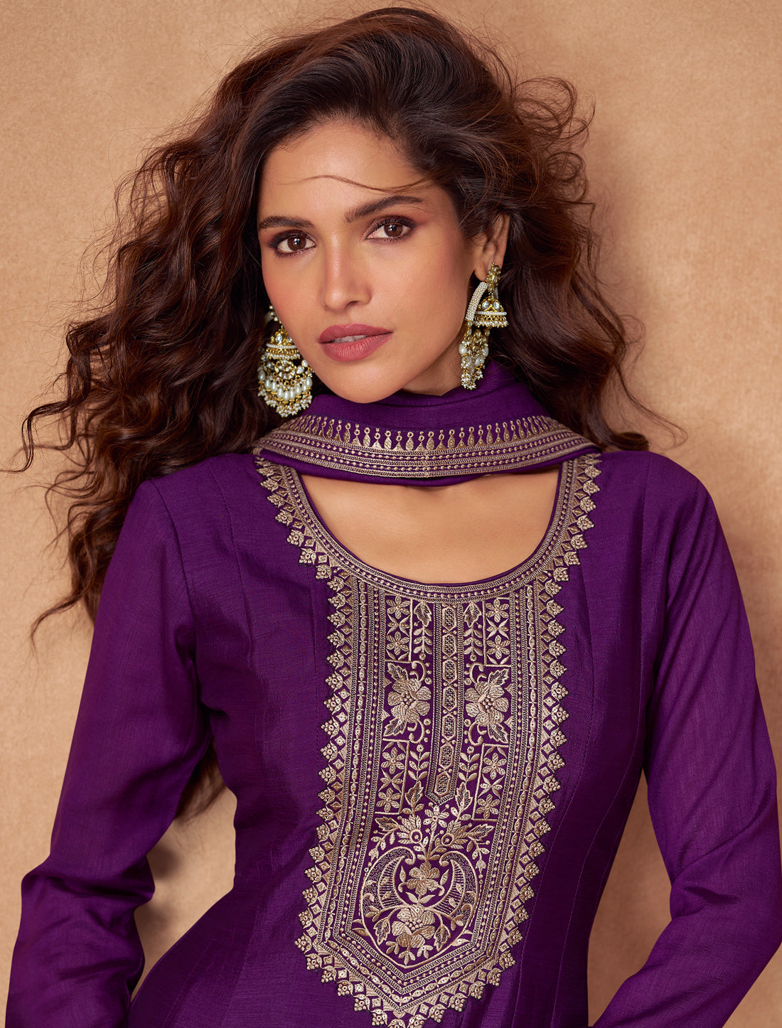 Purple Silk Designer Free Size Party Wear Gown For Women