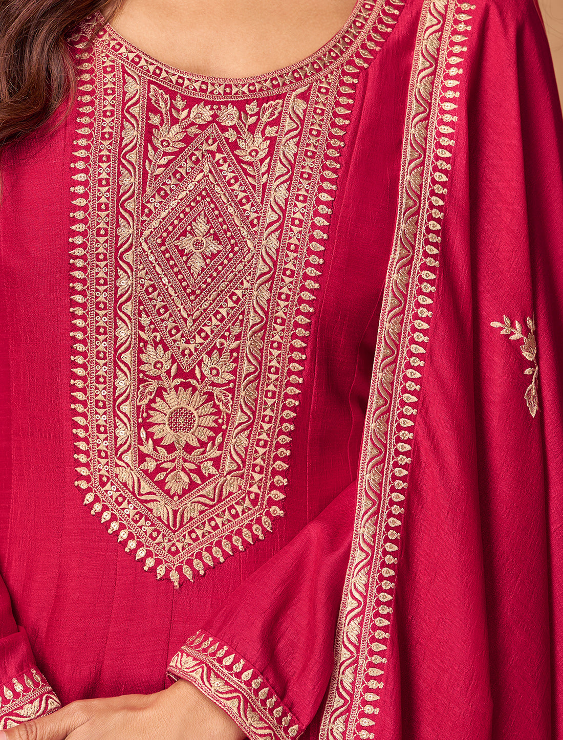 Red Silk Designer Party Wear Free Size Gown For Women